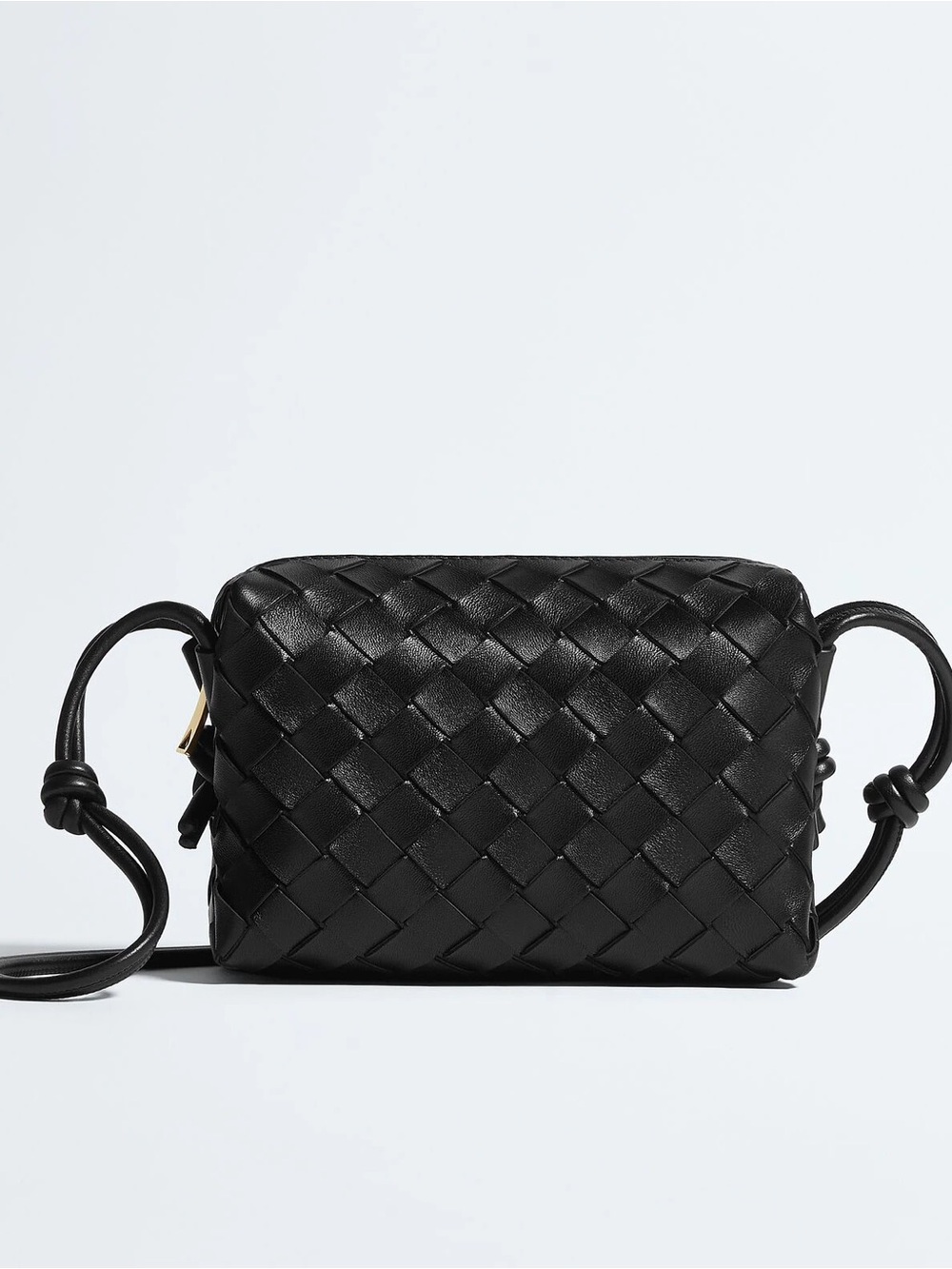 Bottega Veneta Black Intrecciato Mini Loop Camera Bag Crossbody